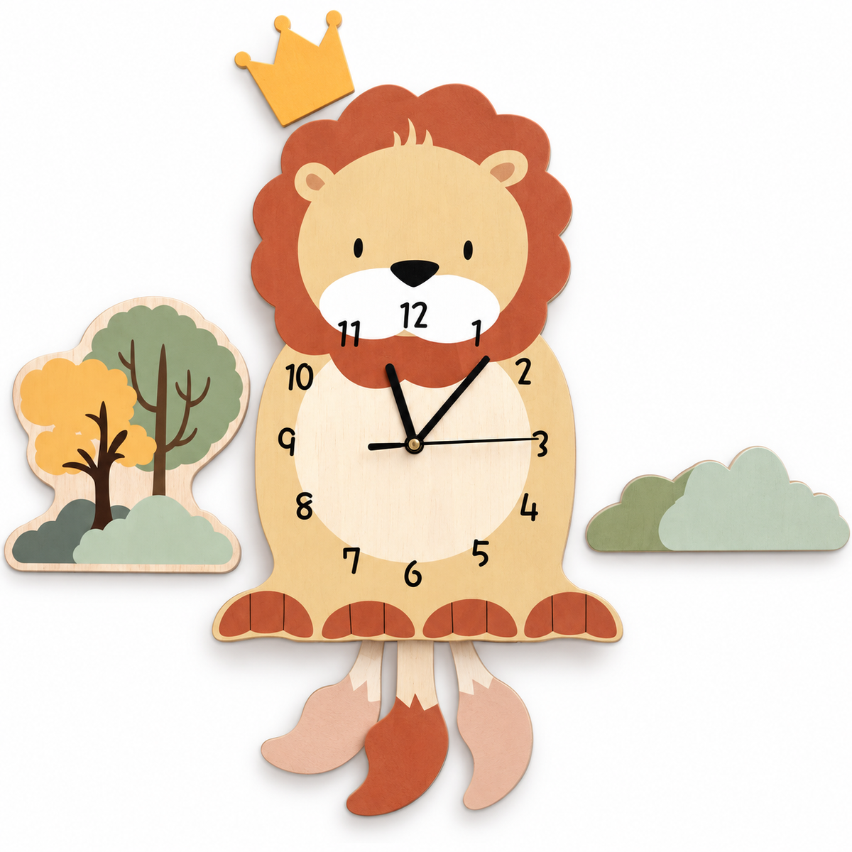 ZooClock™ – Kinder Pendeluhr mit Tierdesign, Lernuhr für Kinderzimmer, 30 cm