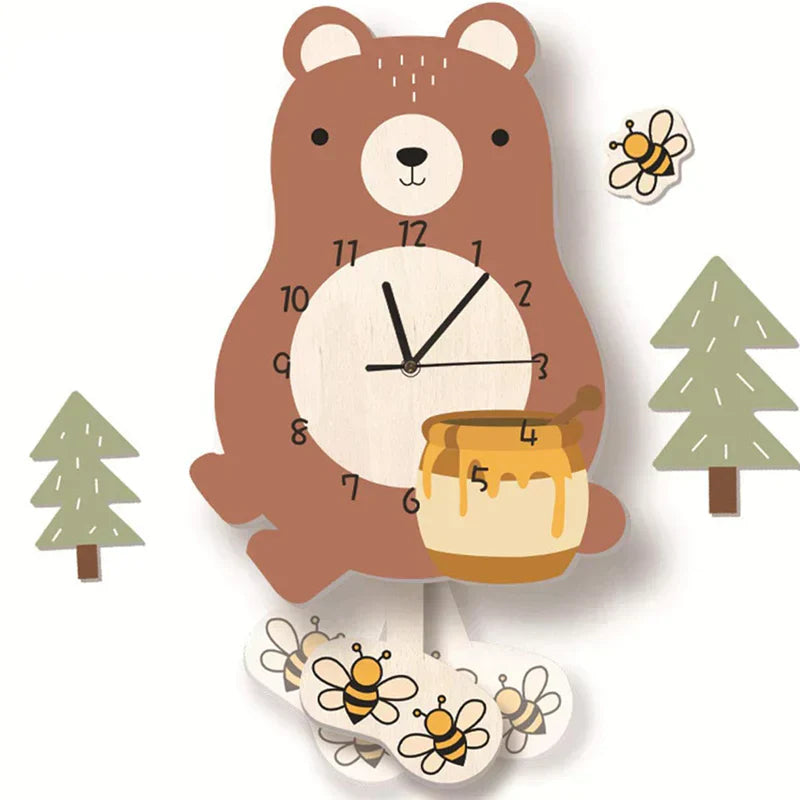 ZooClock™ – Kinder Pendeluhr mit Tierdesign, Lernuhr für Kinderzimmer, 30 cm