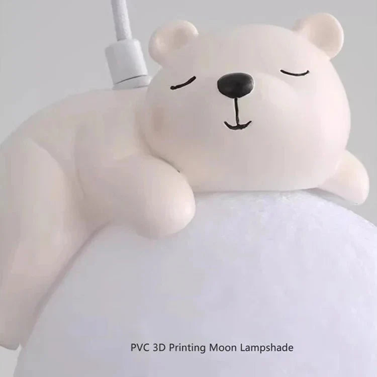 LunarBeam™ Kinderzimmer Pendelleuchte – Mondlampe mit schlafendem Tier & LED-Licht