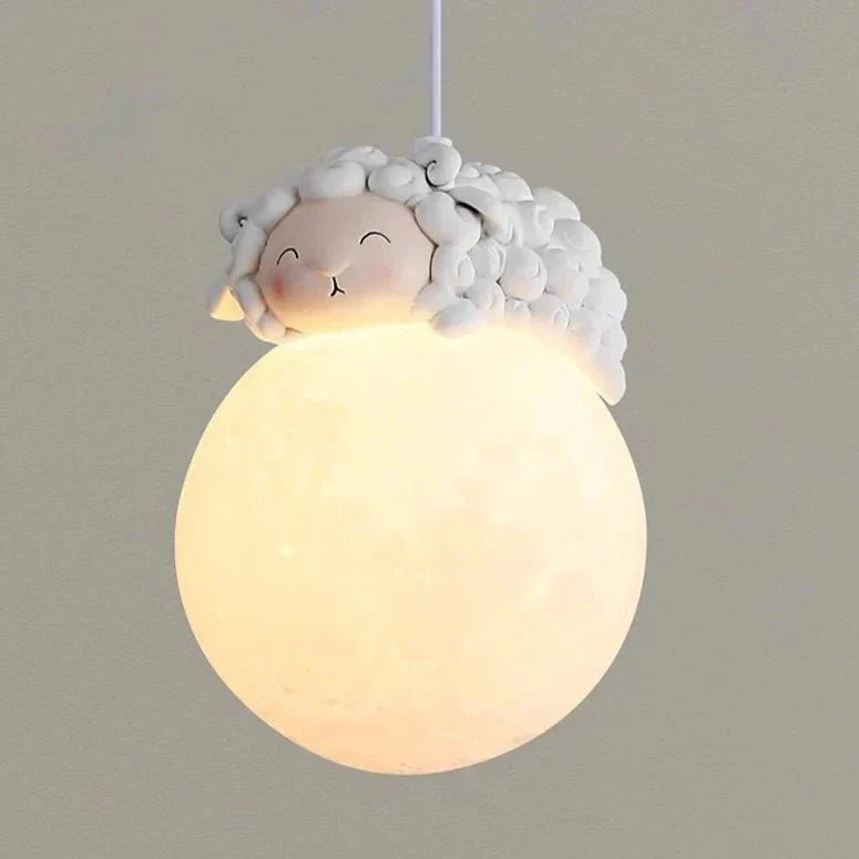 LunarBeam™ Kinderzimmer Pendelleuchte – Mondlampe mit schlafendem Tier & LED-Licht