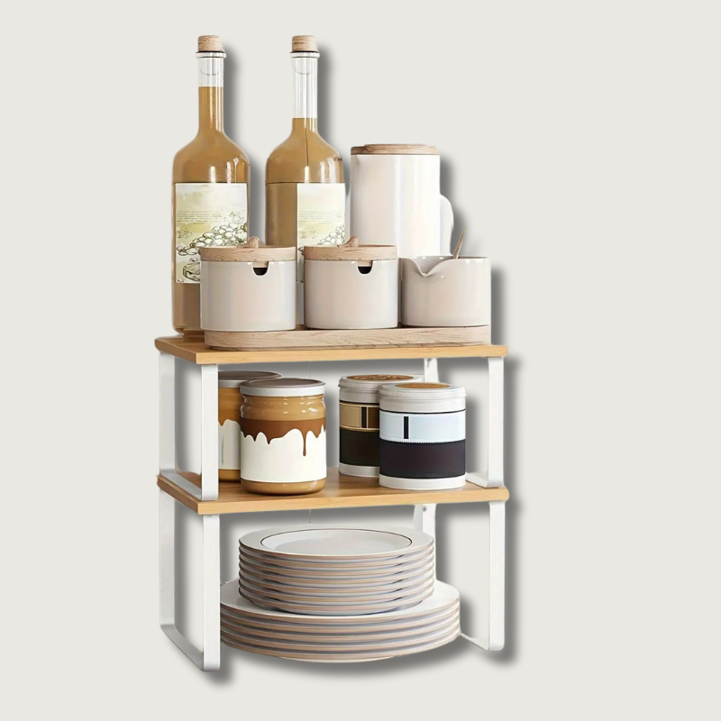 SpiceTidy™ – 2er Set stapelbare Küchenregale | Ordnung & mehr Stauraum für deine Küche