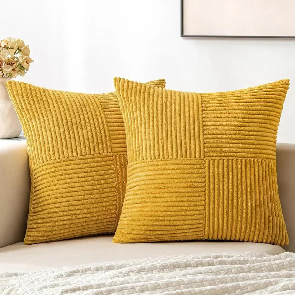 VelvetEase™ – Weiche Cord-Kissenbezüge 45×45 cm (2er-Set) | Stilvolle Wohnraum-Dekoration
