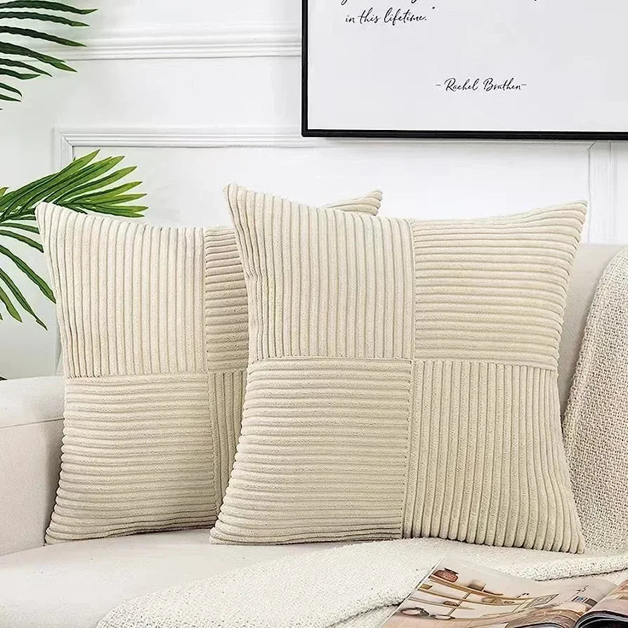 VelvetEase™ – Weiche Cord-Kissenbezüge 45×45 cm (2er-Set) | Stilvolle Wohnraum-Dekoration
