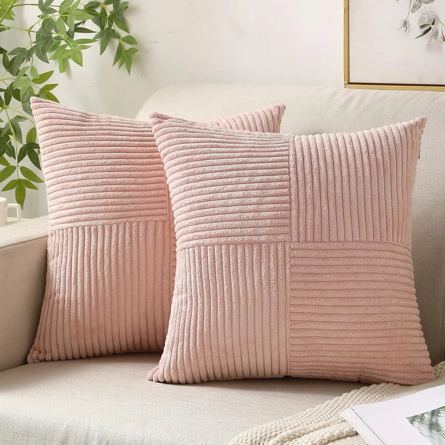 VelvetEase™ – Weiche Cord-Kissenbezüge 45×45 cm (2er-Set) | Stilvolle Wohnraum-Dekoration