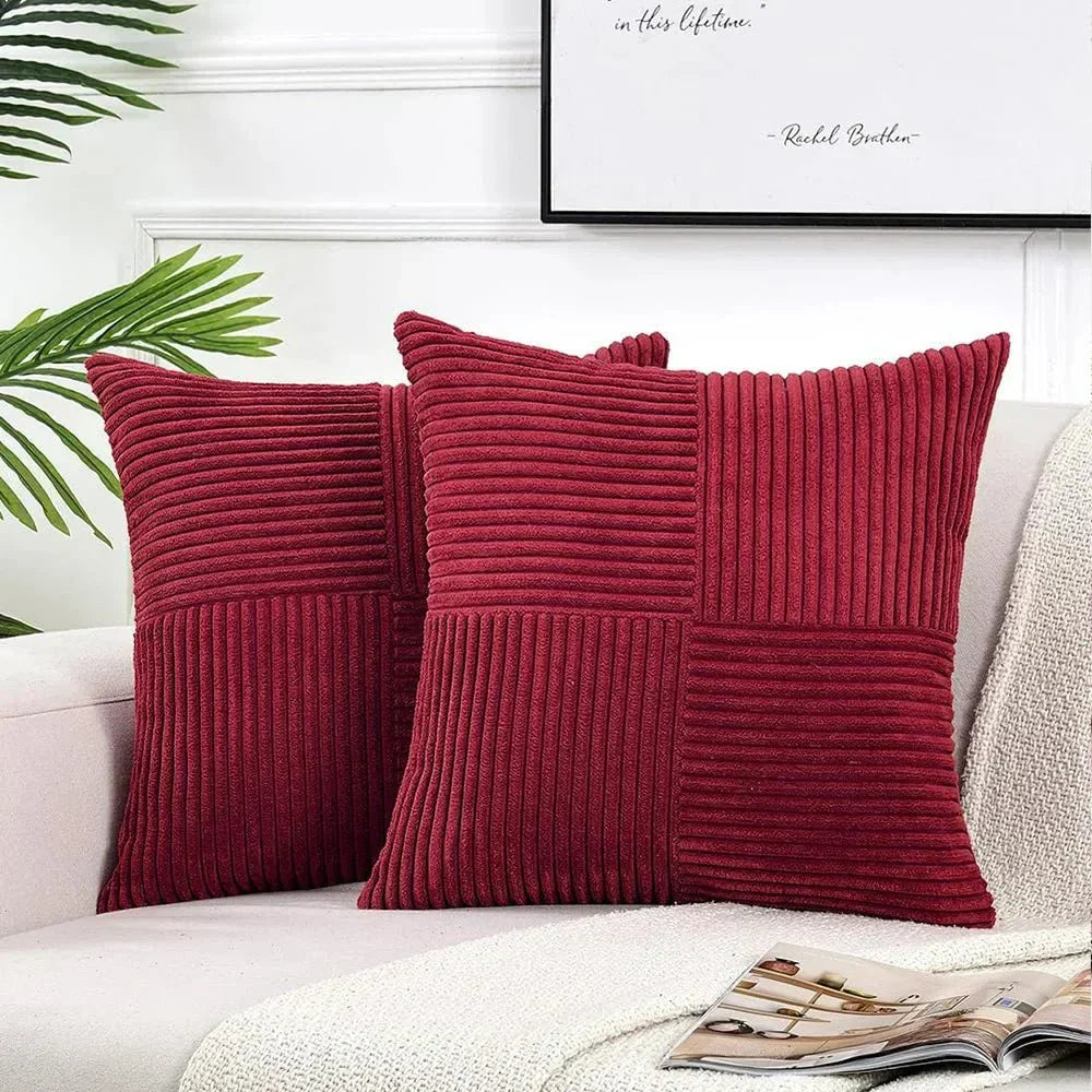 VelvetEase™ – Weiche Cord-Kissenbezüge 45×45 cm (2er-Set) | Stilvolle Wohnraum-Dekoration
