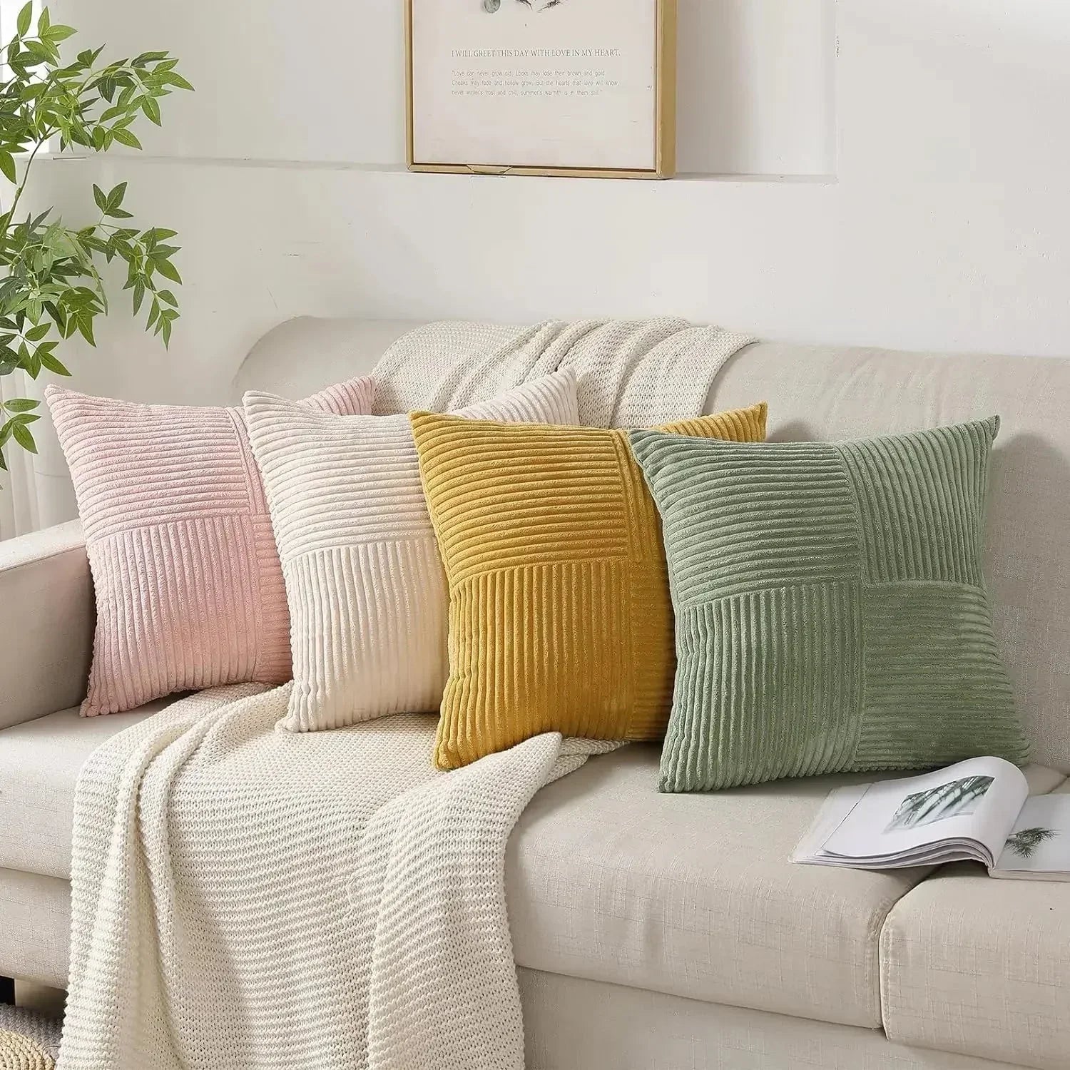 VelvetEase™ – Weiche Cord-Kissenbezüge 45×45 cm (2er-Set) | Stilvolle Wohnraum-Dekoration