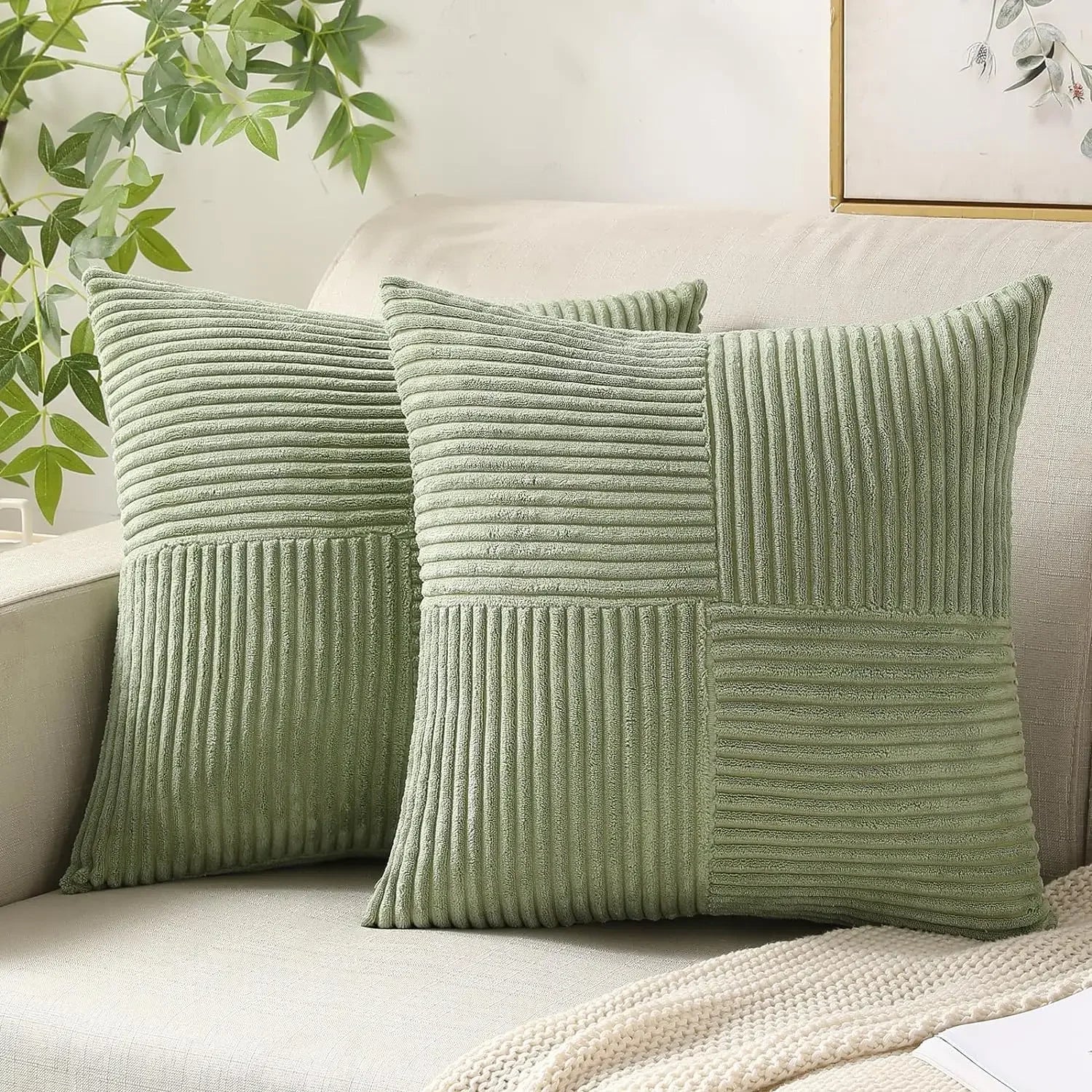 VelvetEase™ – Weiche Cord-Kissenbezüge 45×45 cm (2er-Set) | Stilvolle Wohnraum-Dekoration