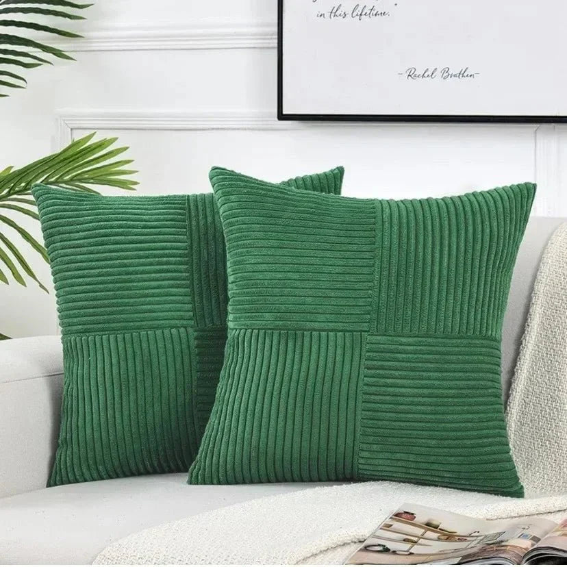 VelvetEase™ – Weiche Cord-Kissenbezüge 45×45 cm (2er-Set) | Stilvolle Wohnraum-Dekoration