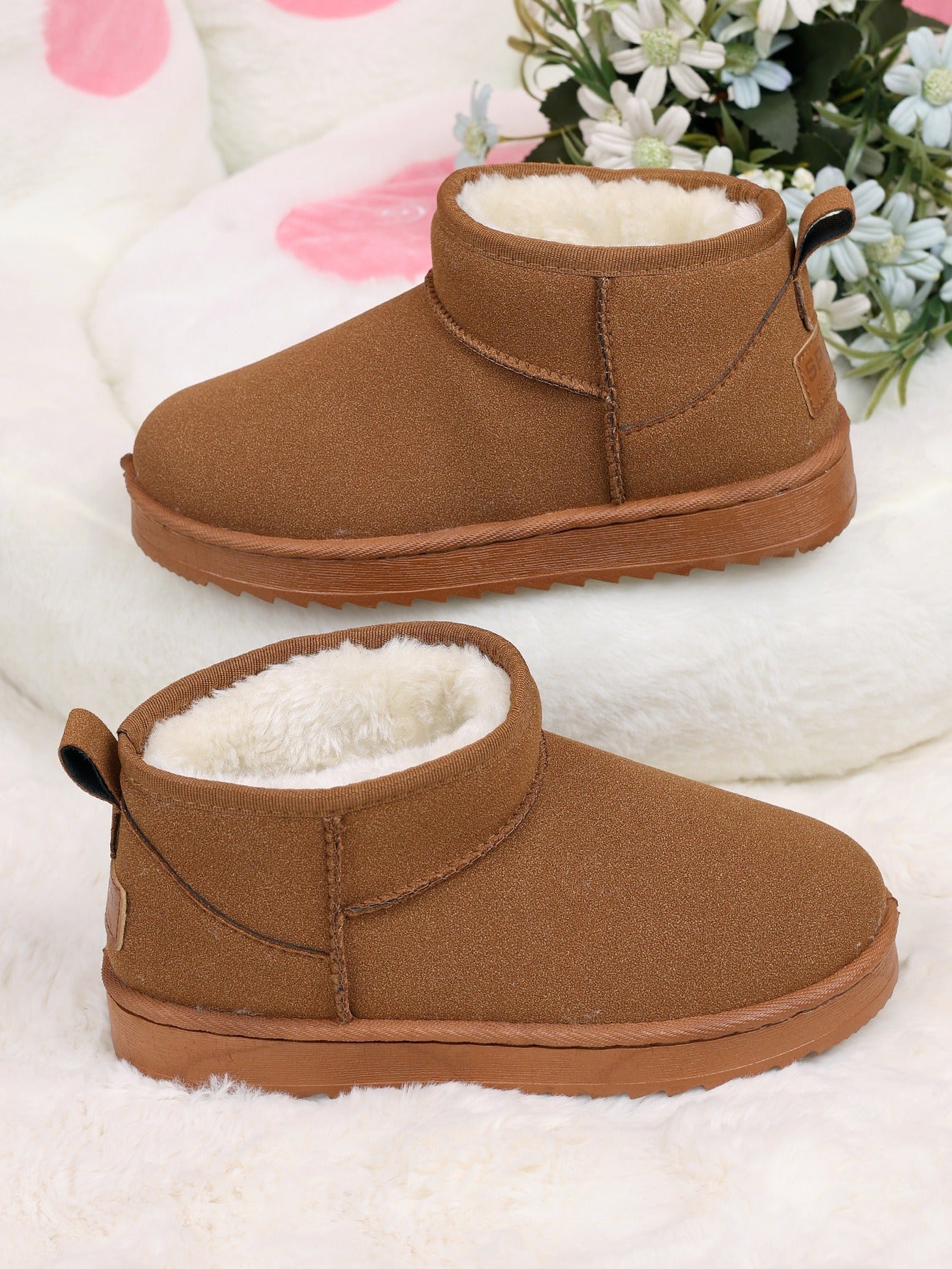 UltraMini™ | Damen Plattform Winter-Boots – Fellgefütterte Ankle Boots in Schwarz