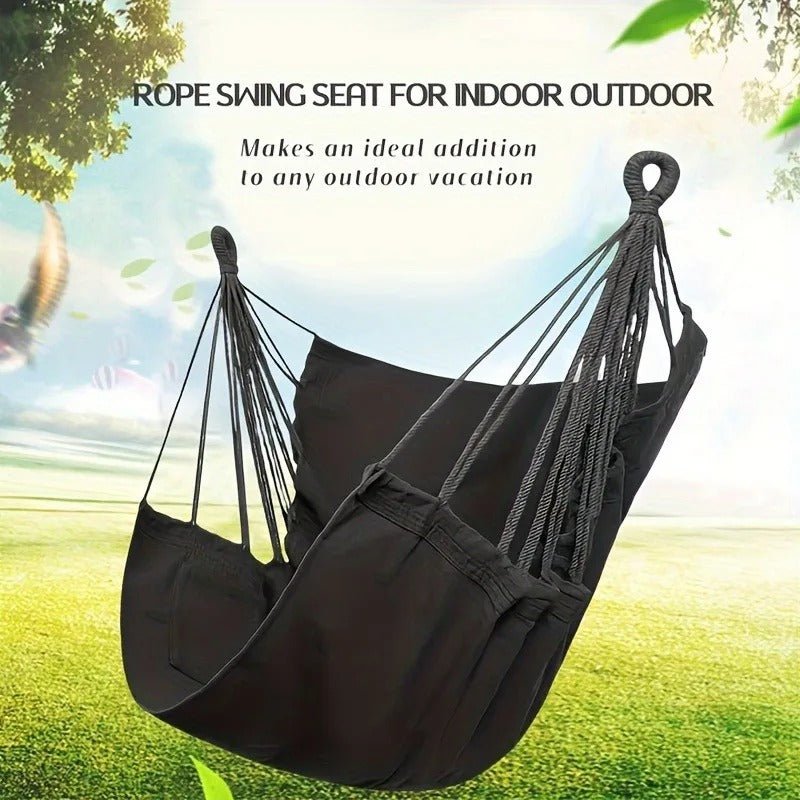 Hängesessel Schaukelstuhl – Outdoor & Indoor Baumwoll - Hängestuhl mit Tragetasche, bis 136 kg belastbar - Less Goods