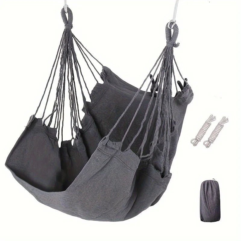 Hängesessel Schaukelstuhl – Outdoor & Indoor Baumwoll - Hängestuhl mit Tragetasche, bis 136 kg belastbar - Less Goods