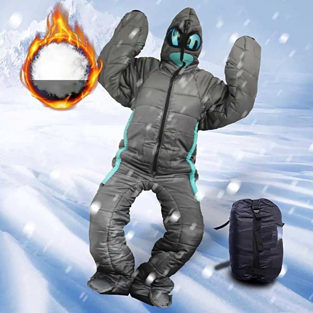 Schlafsack mit Füßen – Ultraleicht & Warm | Winter Sommerschlafsack mit Fußöffnung | Hüttenschlafsack & Deckenschlafsack – Kompakt & Atmungsaktiv - Grauer Schlafsack - Less Goods