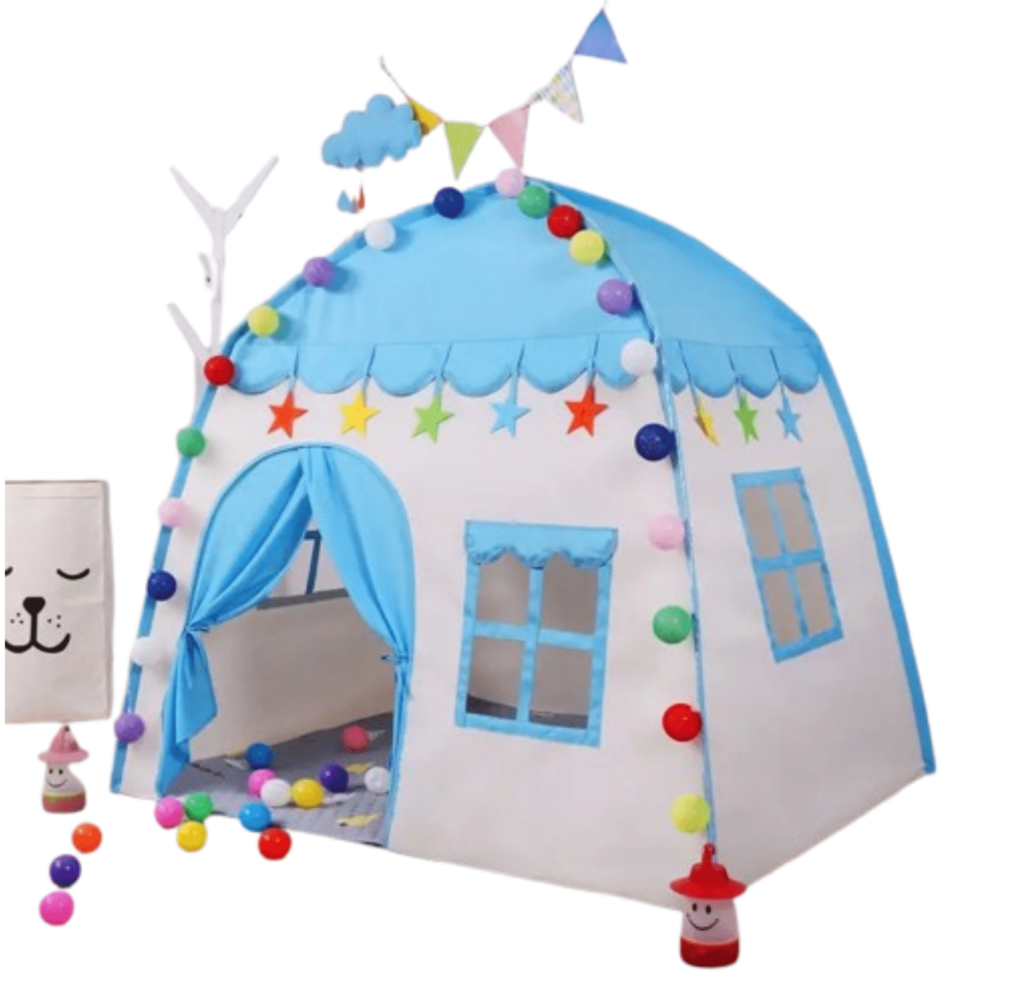 Kinder - Spielzelt Pink & Blau – Faltbares Indoor & Outdoor Spielhaus | Tragbares Teepee für Jungen & Mädchen ab 3 Jahren - Less Goods