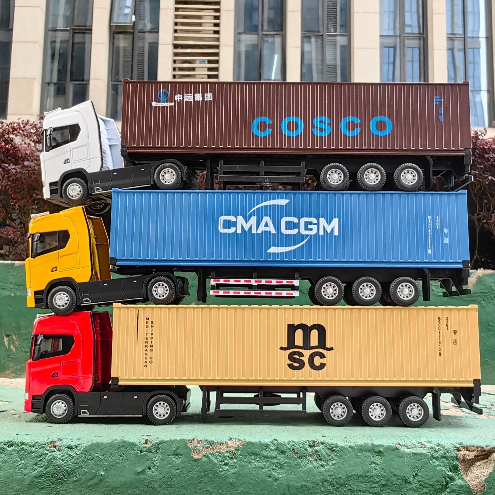 1:50 LKW Spielzeug – Metall Diecast Truck mit Container, Licht & Sound – Transportfahrzeug Modell für Kinder & Sammler - Less Goods