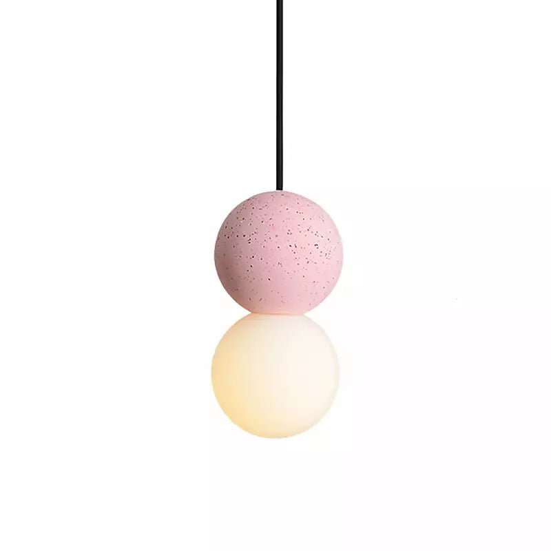 PureAura™ – Geometrische Design-Pendelleuchte aus Naturstein & Opalglas