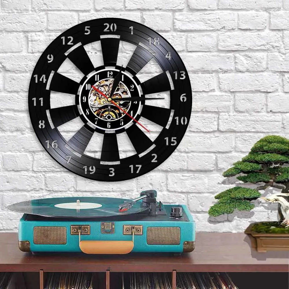 DartTime™ – Kreative Vinyl-Wanduhr im Dartscheiben-Design für Spielzimmer & Wohnräume