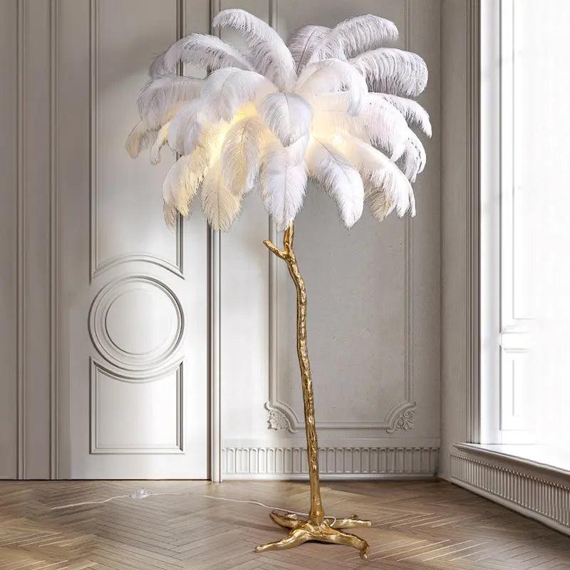 LuxeOstral™ Nordic Ostrich Feather Floor Light – Luxus Stehlampe mit Straußenfedern & LED-Licht