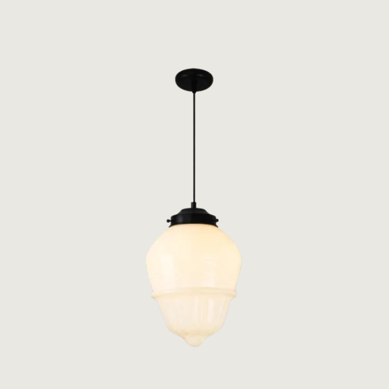 GlasLuxe™ Pendelleuchte – Vintage geometrische Glas-Hängelampe aus Milchglas (E27)