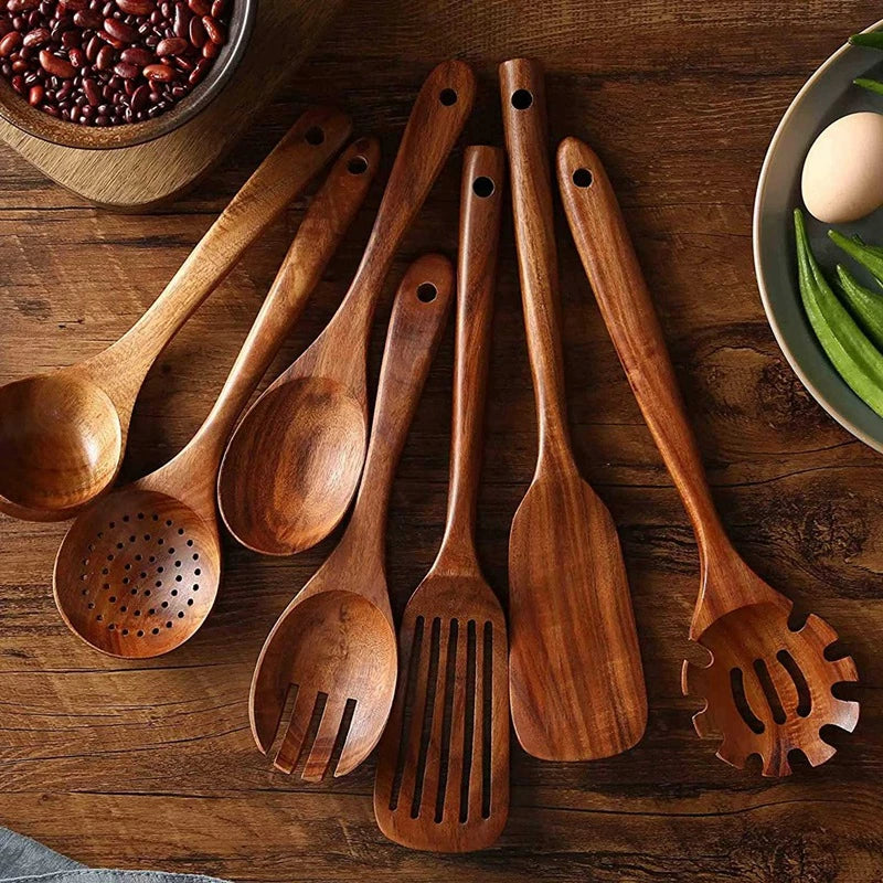 WoodChef™ Küchenhelfer-Set aus Teakholz – Hochwertige Kochutensilien für nachhaltiges Kochen